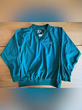 Vintage Tyrolia Sport Green V-Neck Windbreaker Pullover Jacket Mens XL 26x28
